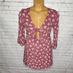 Crescent Blush Pink Floral Toe Front Boho Mini Dress